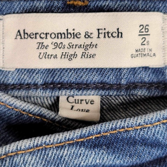 Abercrombie & Fitch The 90s Straight Ultra High Rise Curve Love Jeans Size 26/2S - Picture 4 of 11